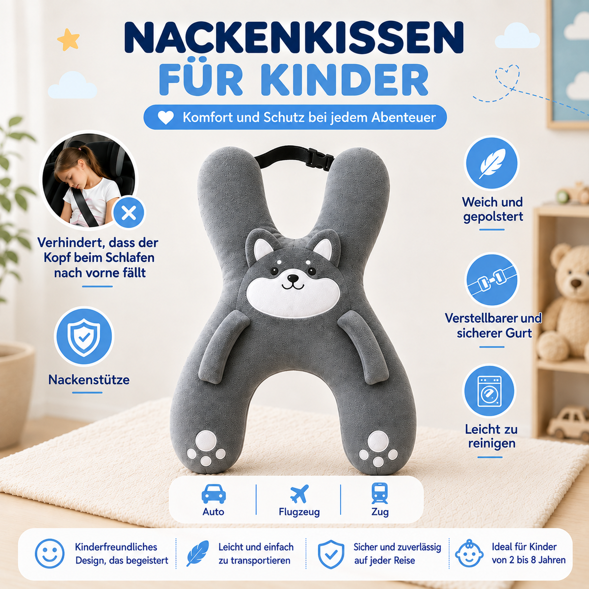 MimoRide™ - Kinder-Nackenkissen für Reisen